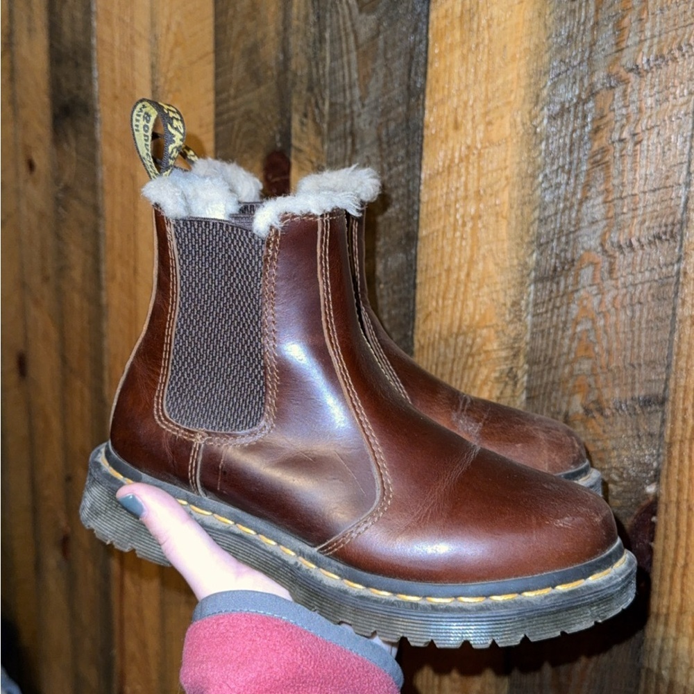 Dr. Martens Brown Leather Fur-Lined Boots